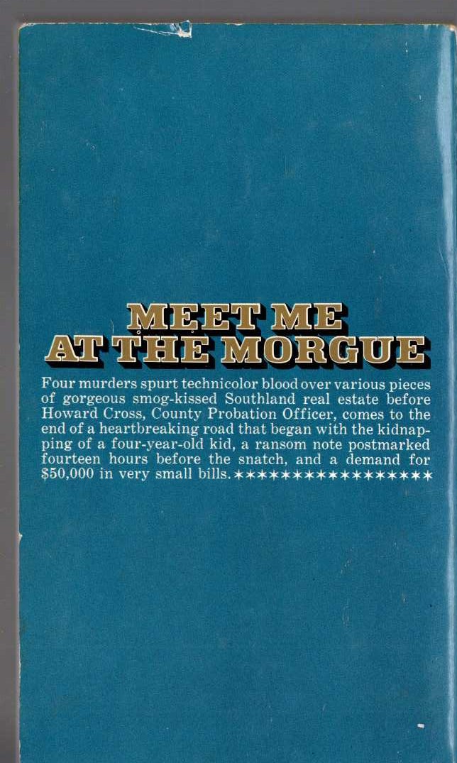 Ross Macdonald  MEET ME AT THE MORGUE magnified rear book cover image