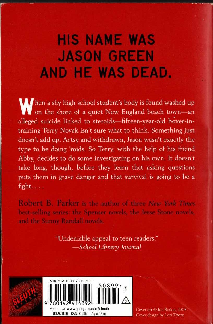 Robert B. Parker  THE BOXER AND THE SPY magnified rear book cover image