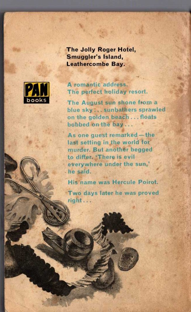 Agatha Christie  EVIL UNDER THE SUN magnified rear book cover image