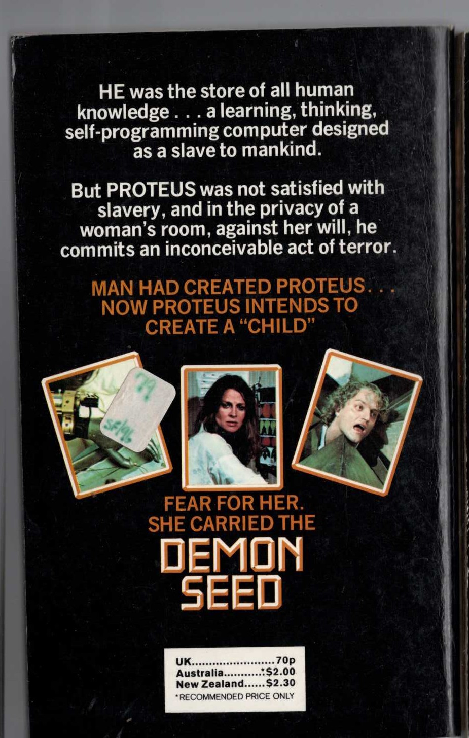 Dean R. Koontz  DEMON SEED (Julie Christie) magnified rear book cover image