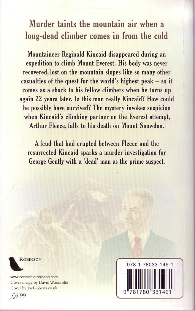 Alan Hunter  GENTLY TO THE SUMMIT magnified rear book cover image