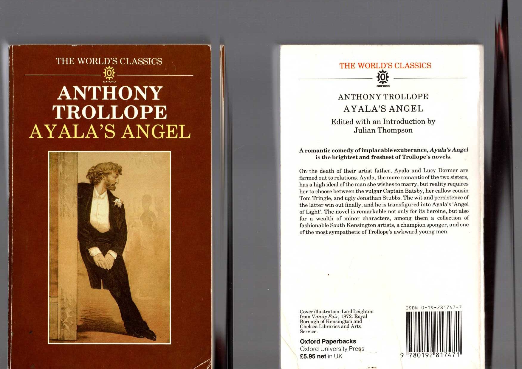 Anthony Trollope  AYALA'S ANGEL magnified rear book cover image