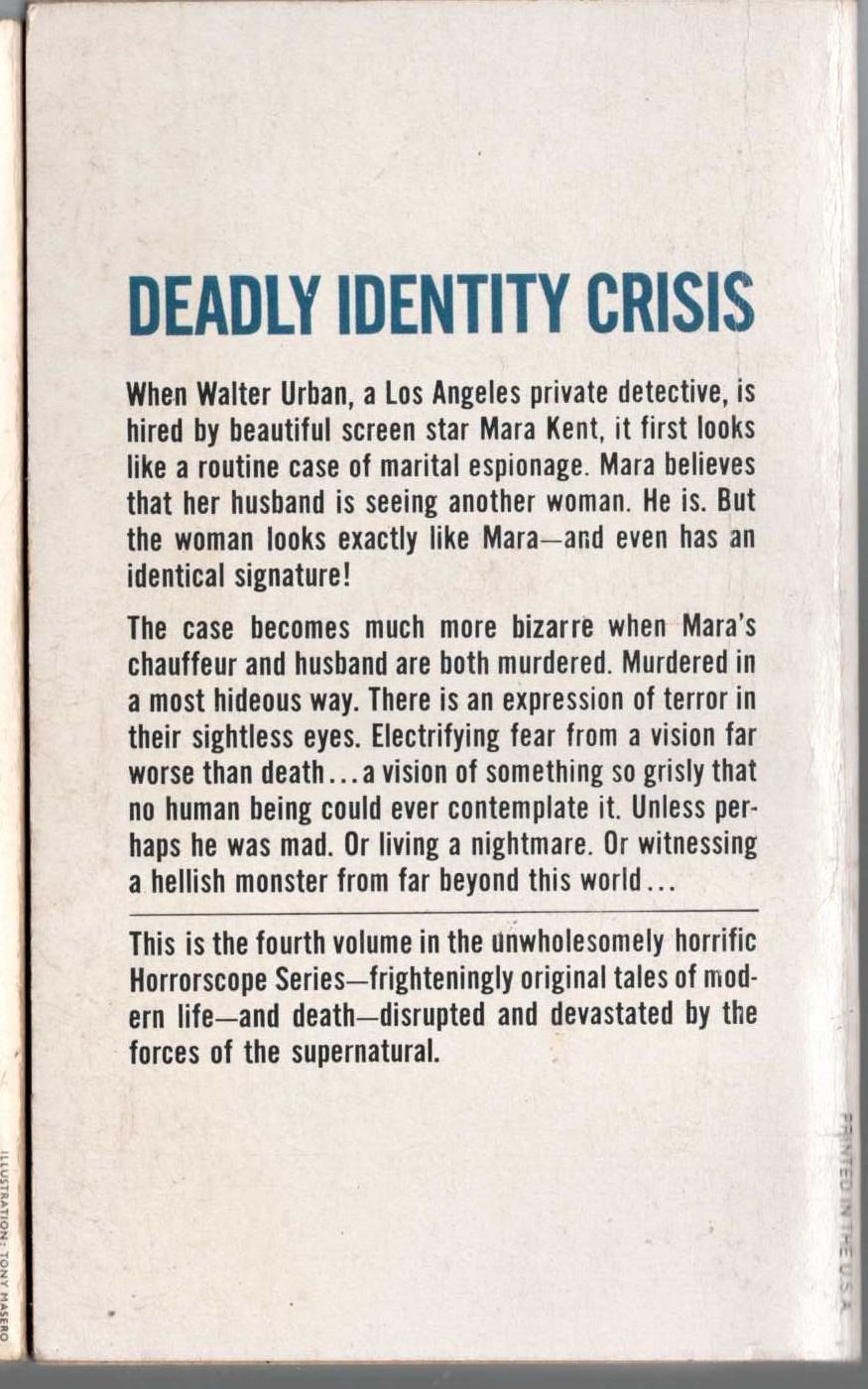 Robert Lory  HORRORSCOPE 4: GEMINI SMILE, GEMINI KILL magnified rear book cover image