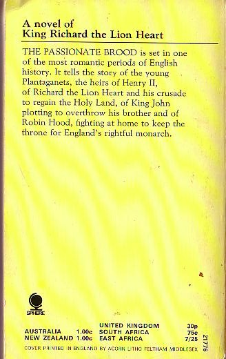 Margaret Campbell Barnes  THE PASSIONATE BROOD magnified rear book cover image