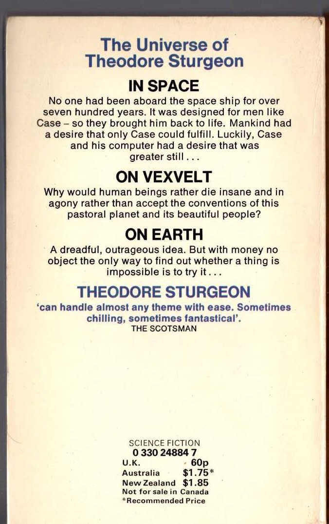 Theodore Sturgeon  CASE AND THE DREAMER magnified rear book cover image