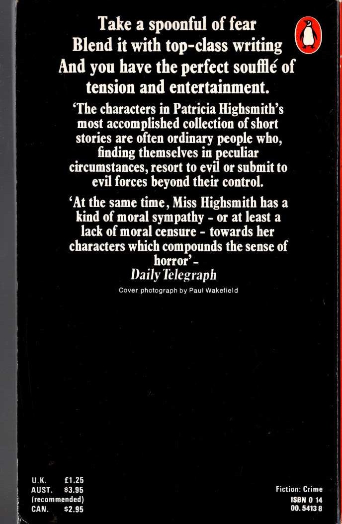 Patricia Highsmith  SLOWLY, SLOWLY IN THE WIND magnified rear book cover image