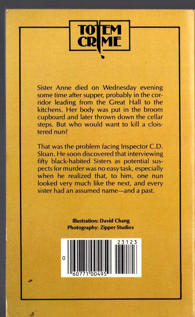 Catherine Aird  THE RELIGIOUS BODY magnified rear book cover image