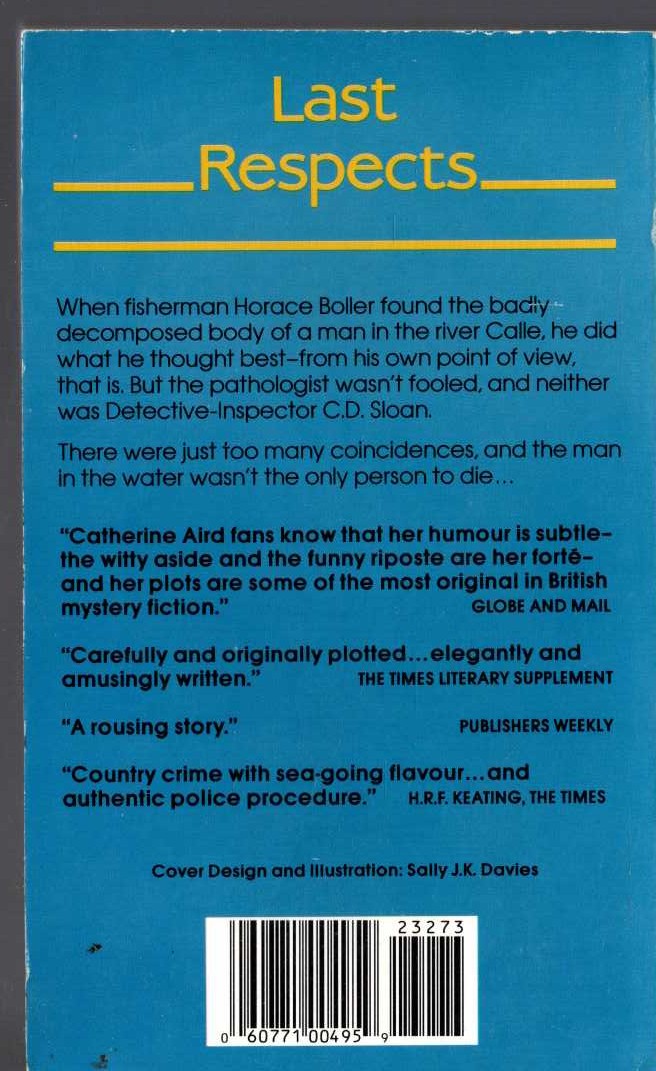 Catherine Aird  LAST RESPECTS magnified rear book cover image