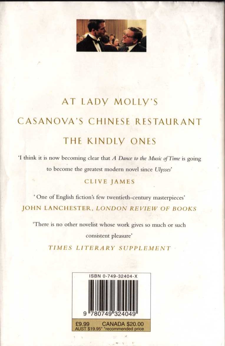 Anthony Powell  A DANCE TO THE MUSIC OF TIME 2: SUMMER: AT LADY MOLLY'S/ CASANOVA'S CHINESE RESTAURANT/ THE KINDLY ONES magnified rear book cover image