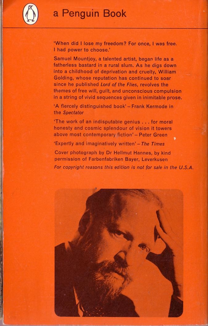 William Golding  FREE FALL magnified rear book cover image