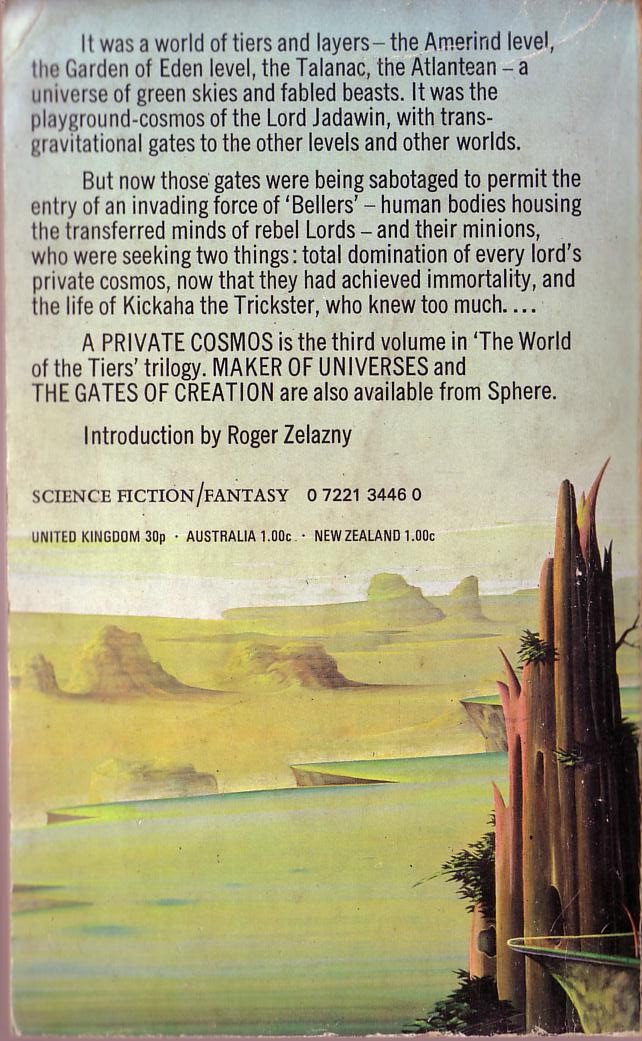 Philip Jose Farmer  A PRIVATE COSMOS magnified rear book cover image