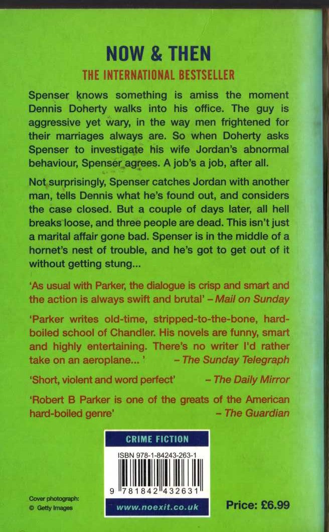 Robert B. Parker  NOW AND THEN magnified rear book cover image