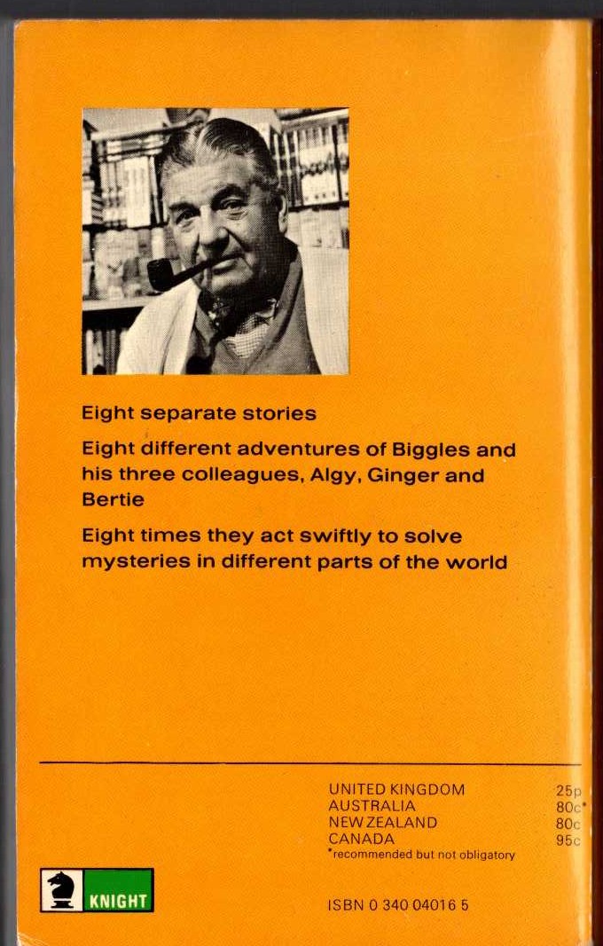Captain W.E. Johns  BIGGLES' CHINESE PUZZLE magnified rear book cover image