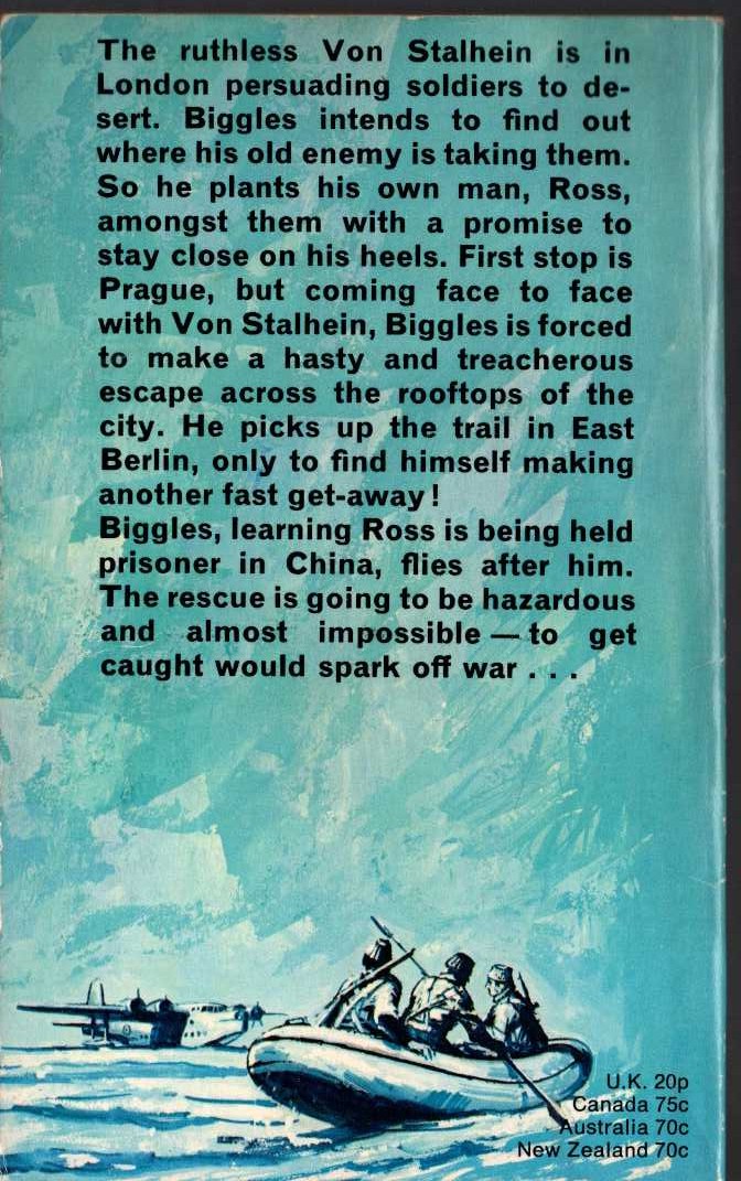 Captain W.E. Johns  BIGGLES FOLLOWS ON magnified rear book cover image