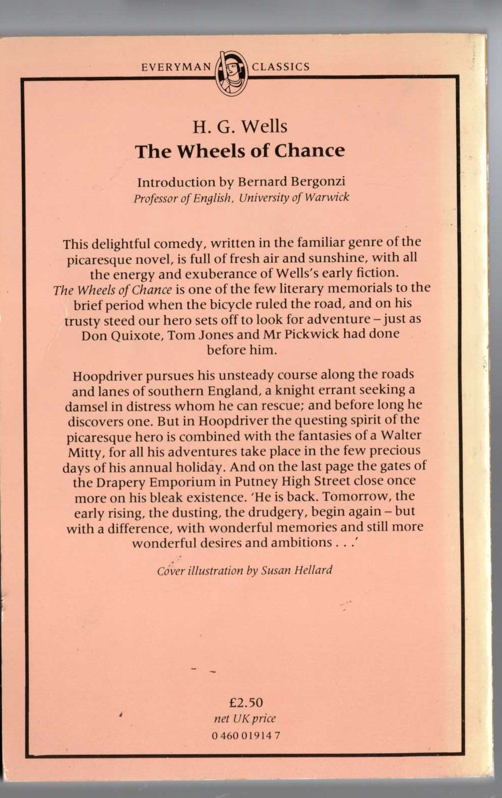 H.G. Wells  THE WHEELS OF CHANCE magnified rear book cover image