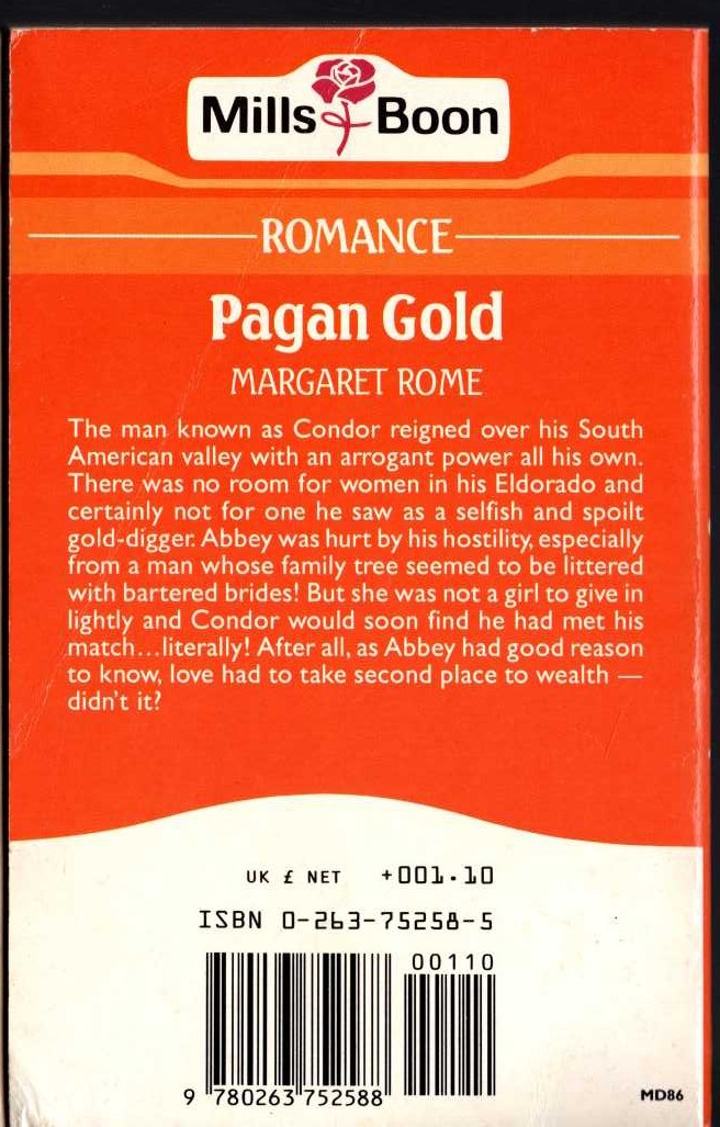 Margaret Rome  PAGAN GOLD magnified rear book cover image