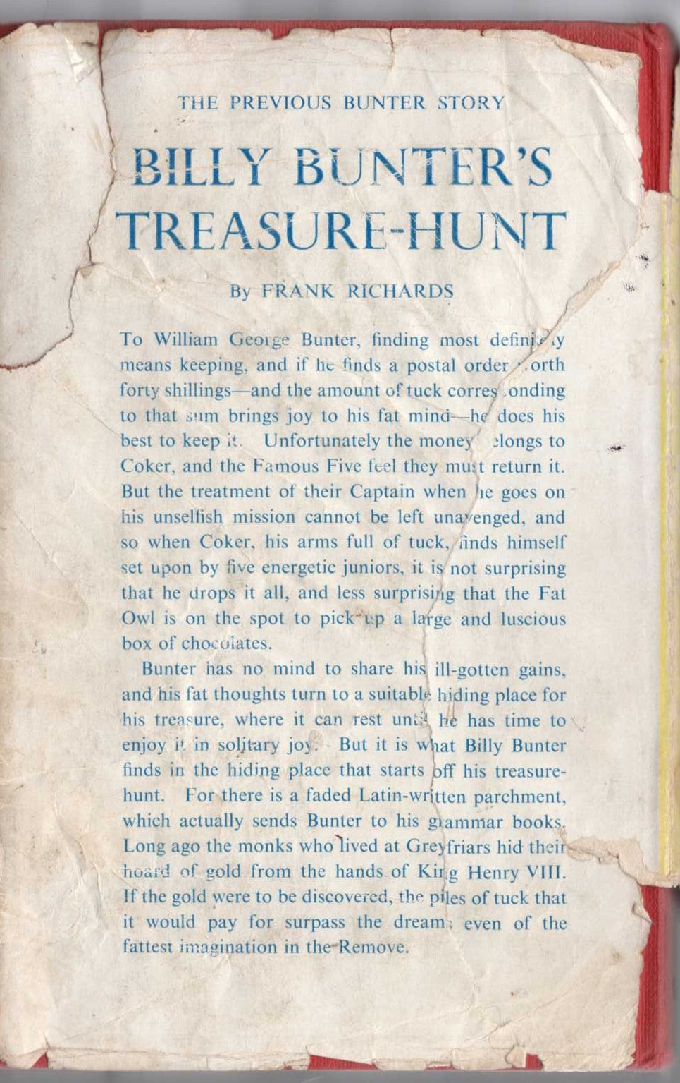 BILLY BUNTER AT BUTLINS magnified rear book cover image
