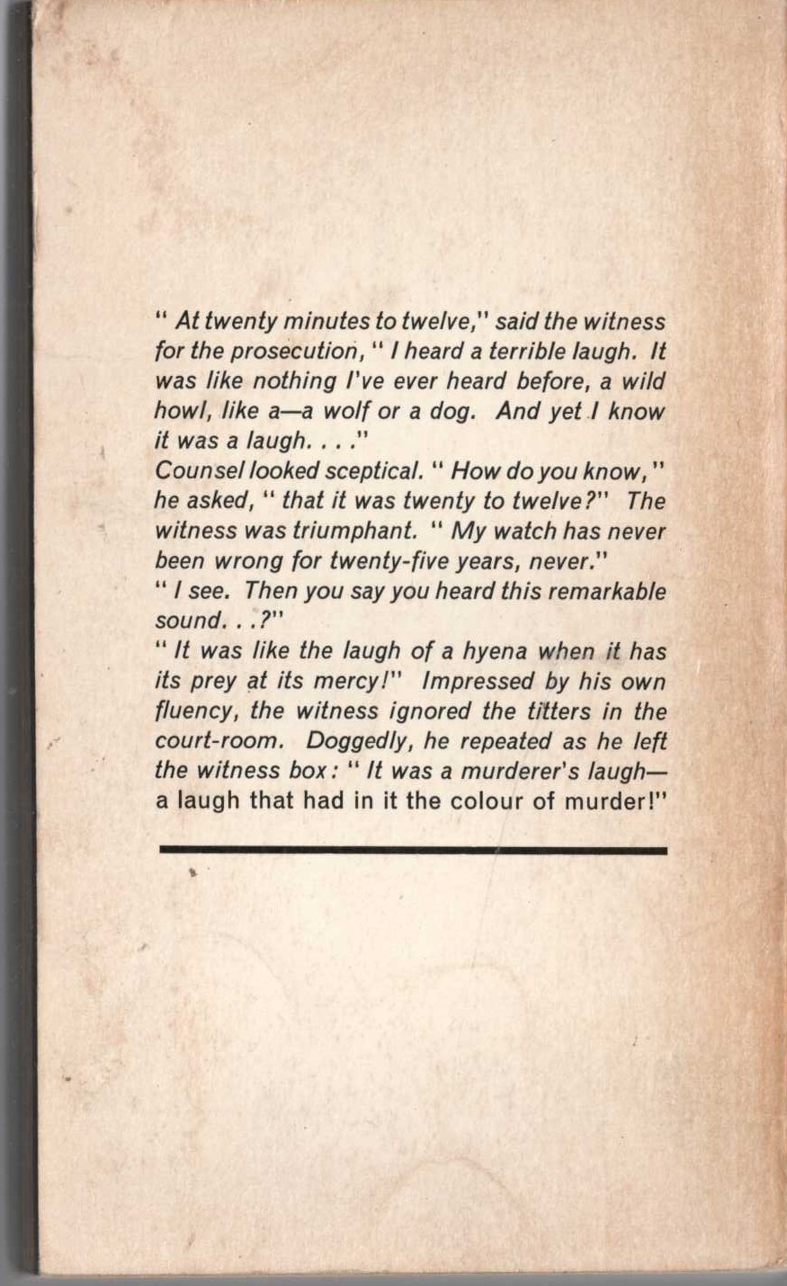 Julian Symons  THE COLOUR OF MURDER magnified rear book cover image