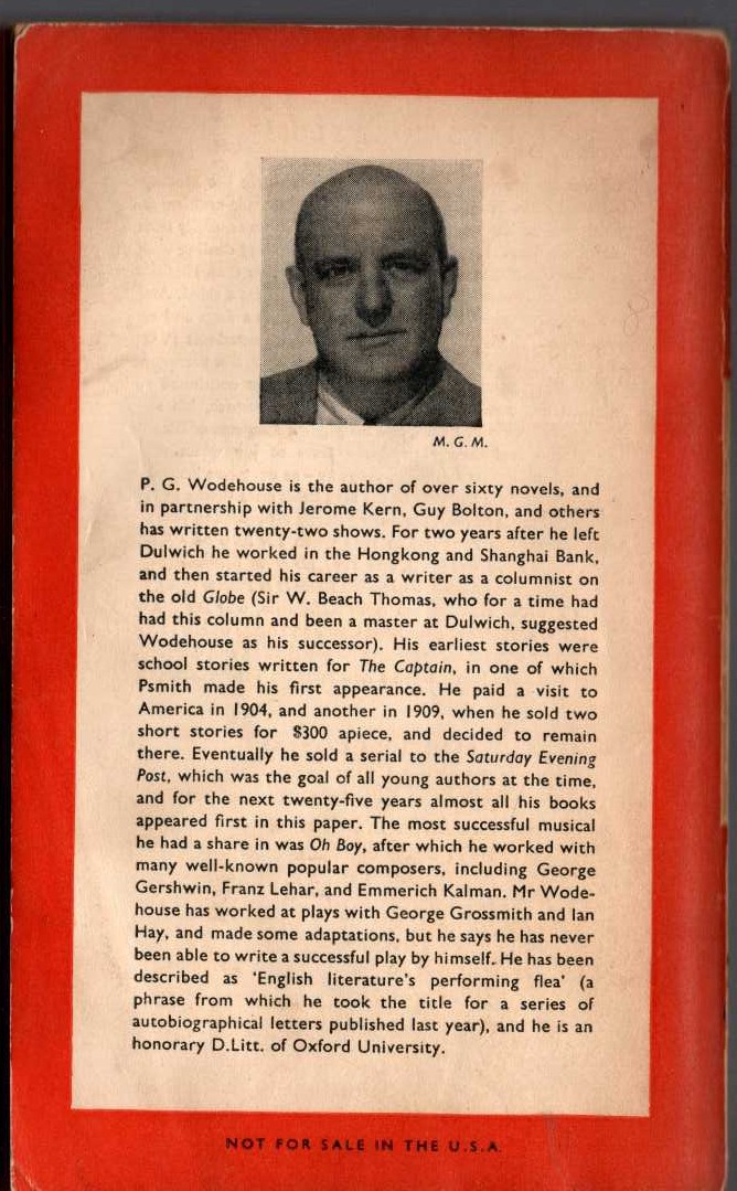 P.G. Wodehouse  QUICK SERVICE magnified rear book cover image
