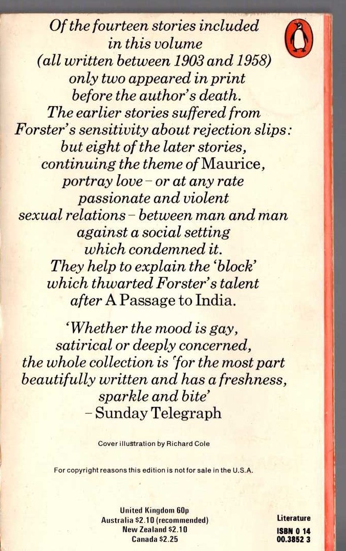 E.M. Forster  THE LIFE TO COME and Other Stories magnified rear book cover image