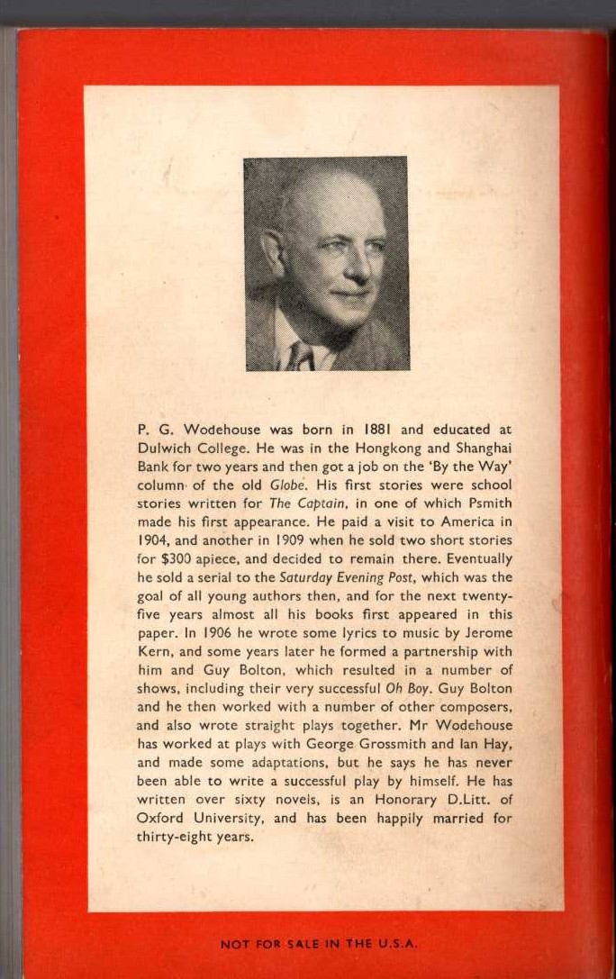 P.G. Wodehouse  BIG MONEY magnified rear book cover image