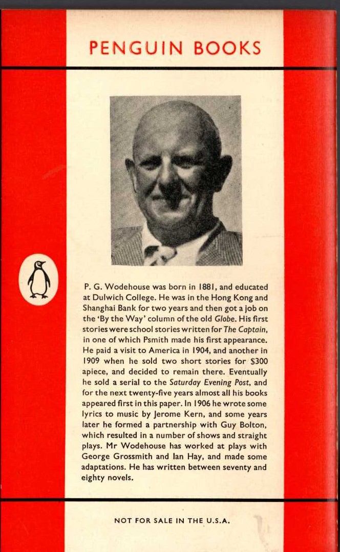 P.G. Wodehouse  DOCTOR SALLY magnified rear book cover image