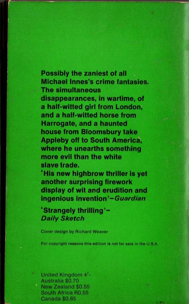 Michael Innes  THE DAFFODIL AFFAIR magnified rear book cover image