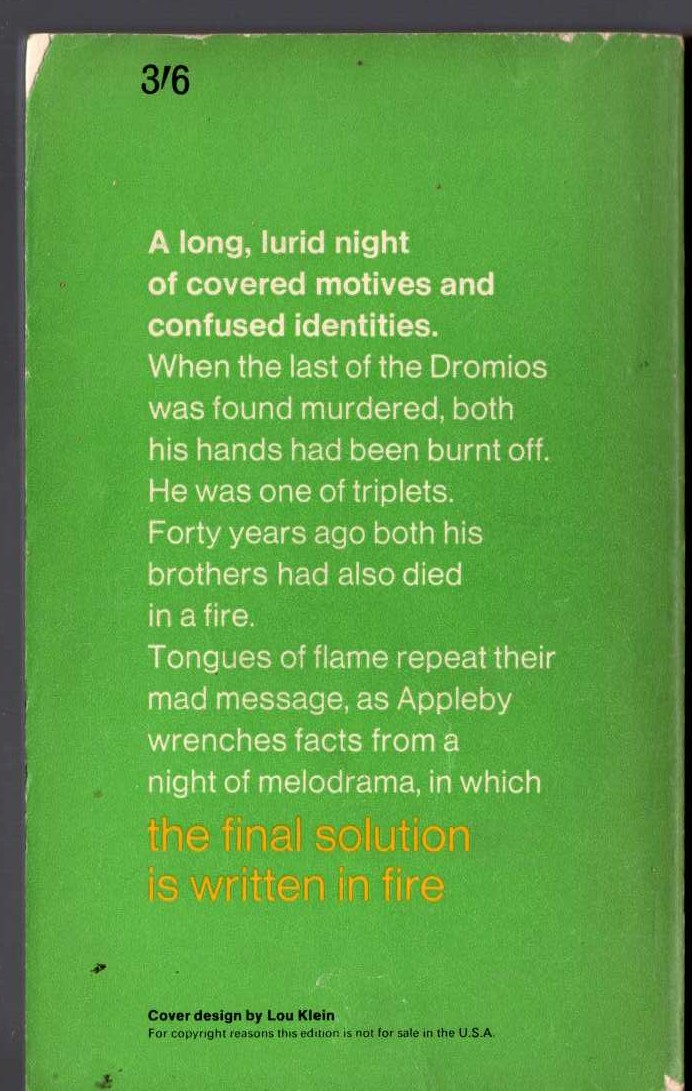 Michael Innes  A NIGHT OF ERRORS magnified rear book cover image