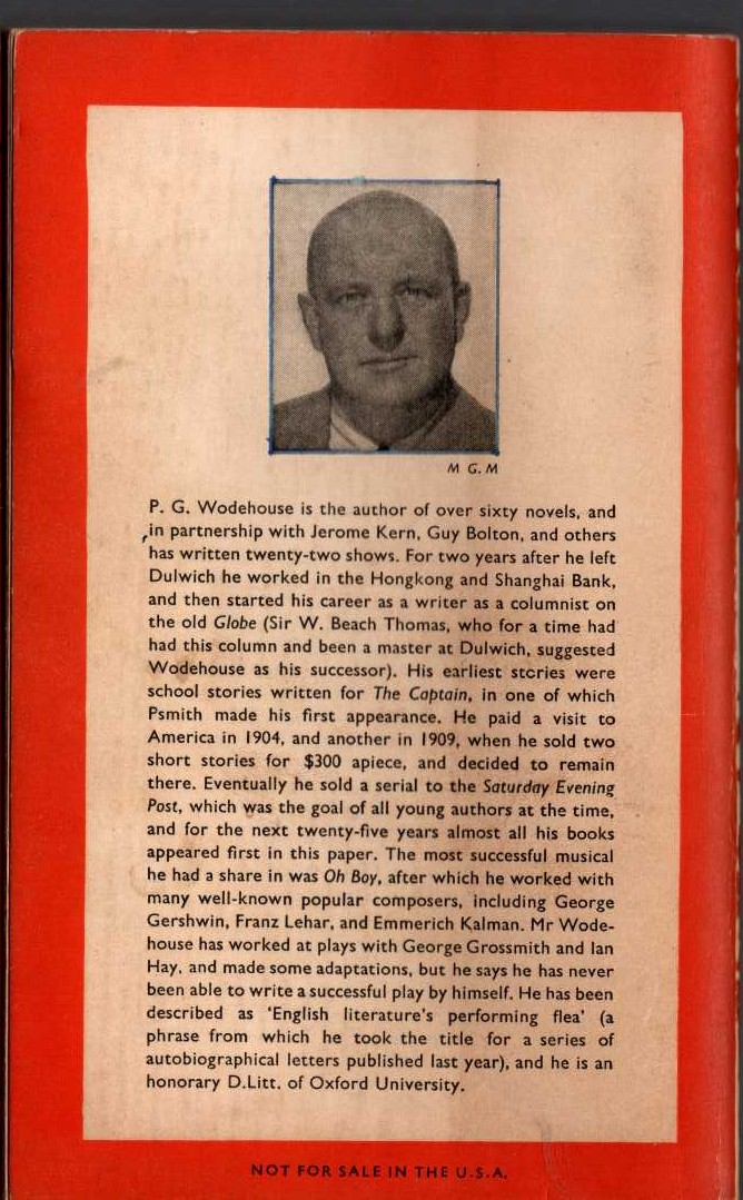 P.G. Wodehouse  THE LUCK OF THE BODKINS magnified rear book cover image