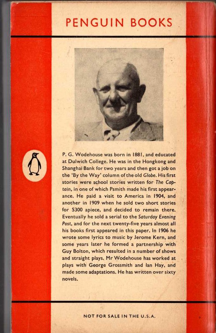 P.G. Wodehouse  LAUGHING GAS magnified rear book cover image