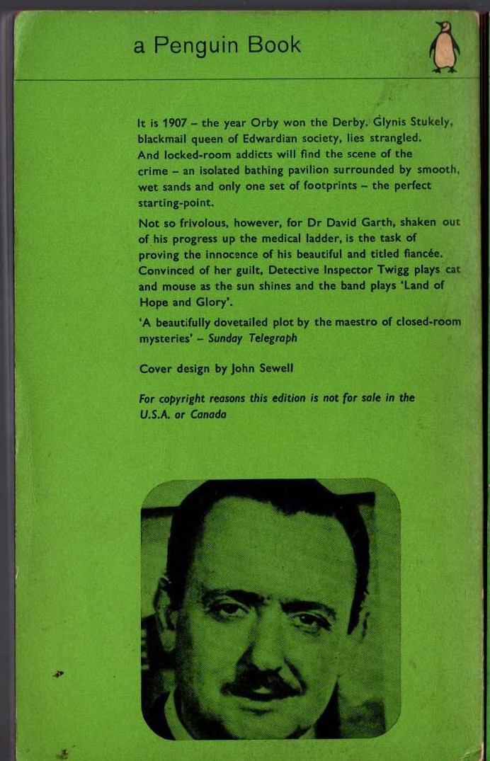 John Dickson Carr  THE WITCH OF THE LOW-TIDE magnified rear book cover image