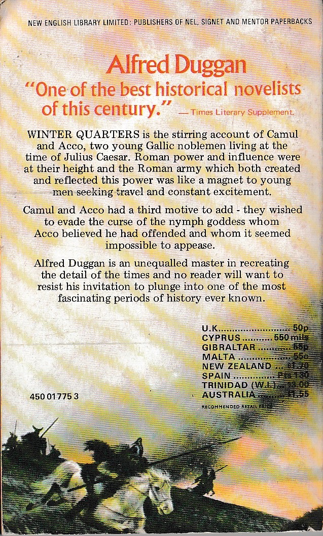 Alfred Duggan  WINTER QUARTERS magnified rear book cover image