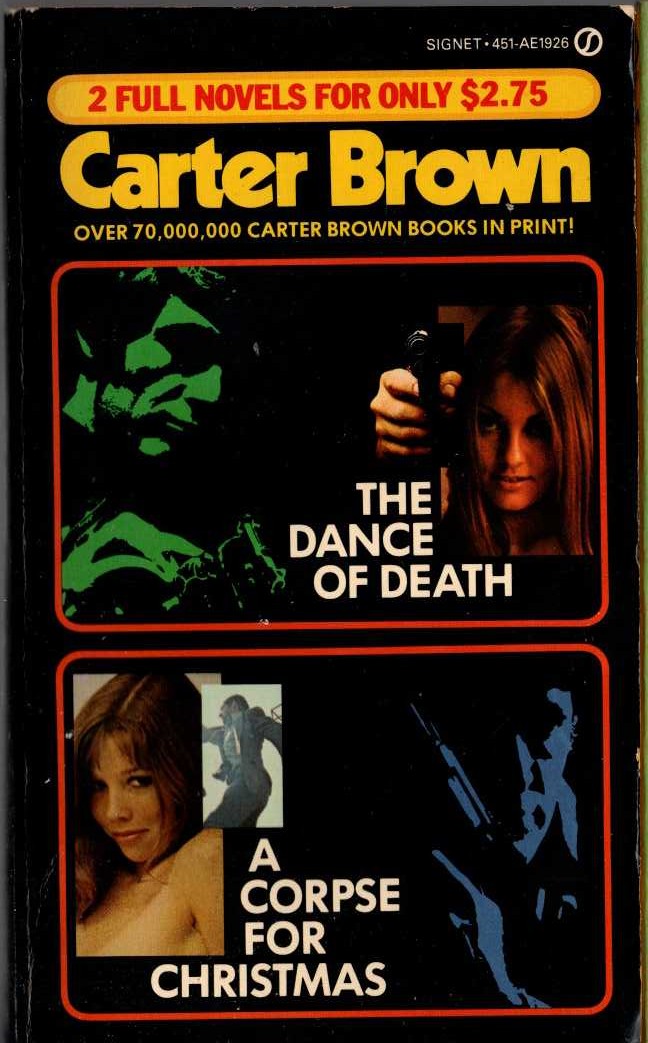 Carter Brown  THE DANCE OF DEATH and A CORPSE FOR CHIRSTMAS front book cover image