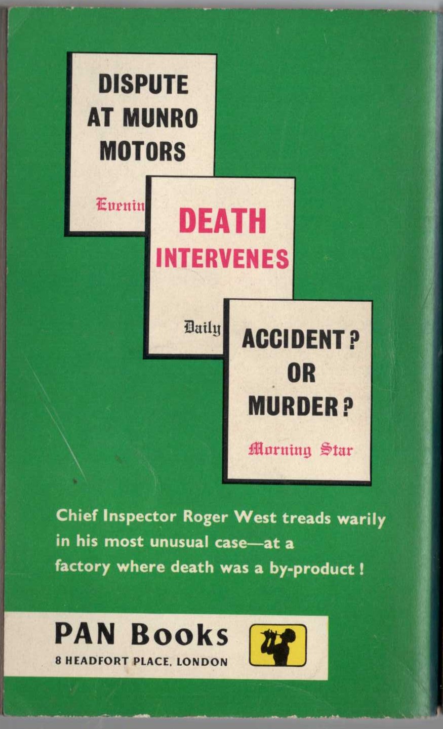 John Creasey  STRIKE FOR DEATH (Inspector West) magnified rear book cover image