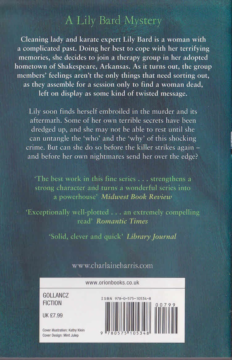 Charlaine Harris  SHAKESPEARE'S COUNSELOR magnified rear book cover image