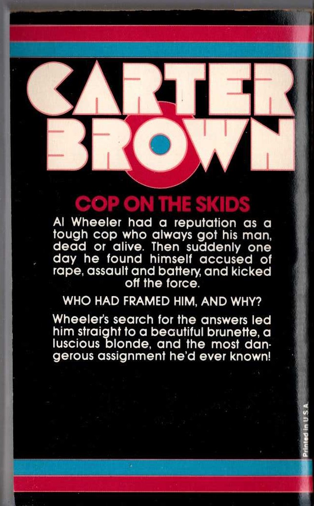 Carter Brown  BUSTED WHEELER magnified rear book cover image