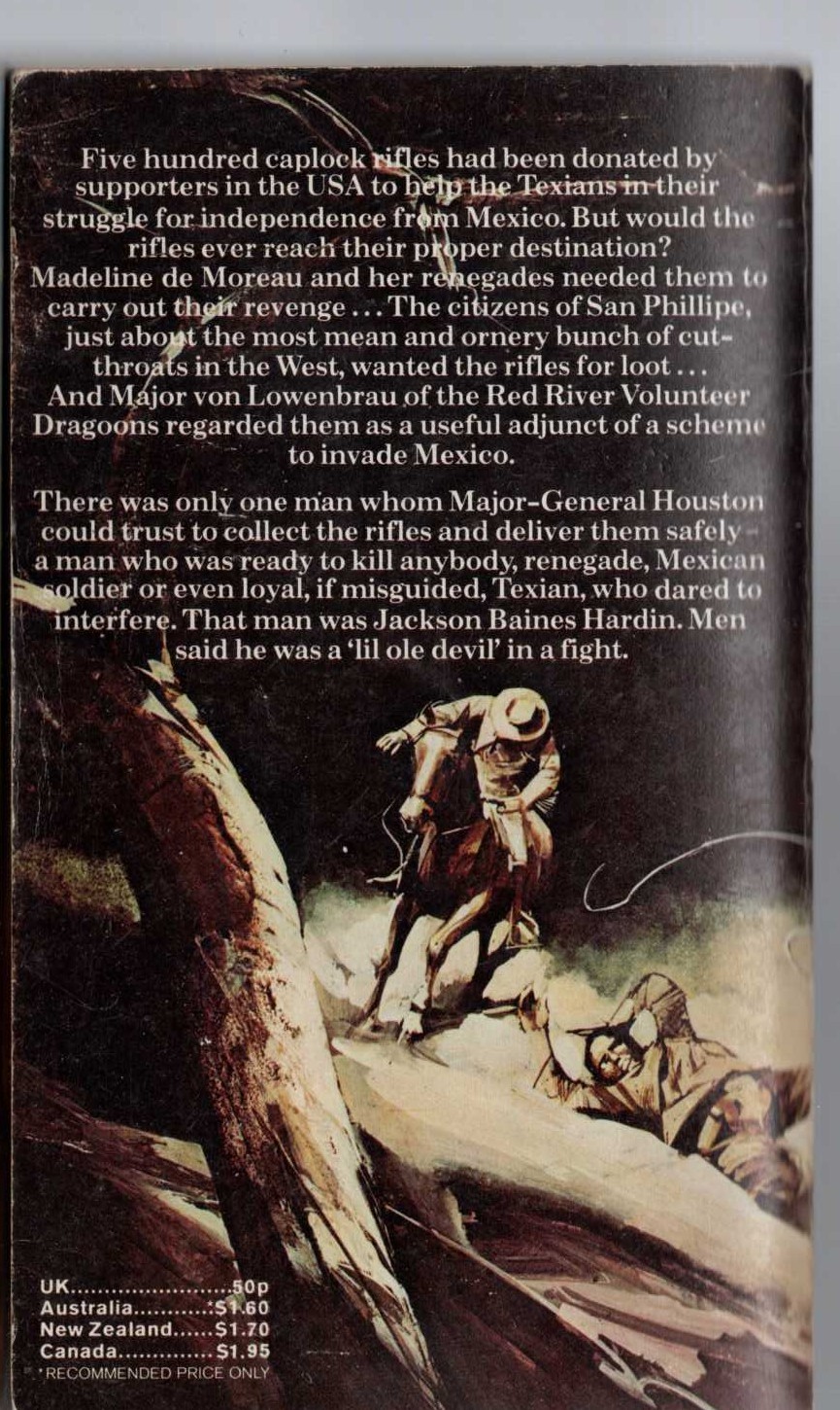 J.T. Edson  OLE DAVIL AND THE CAPLOCKS magnified rear book cover image