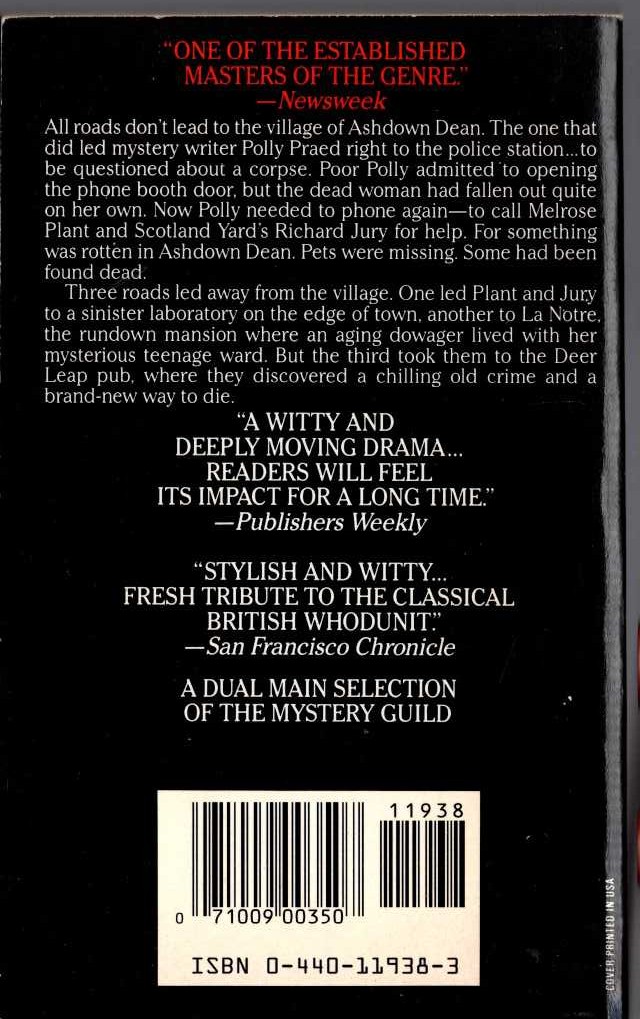 Martha Grimes  THE DEER LEAP magnified rear book cover image