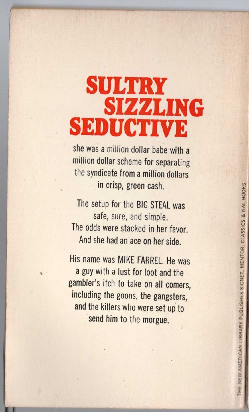 Carter Brown  THE MILLION DOLLAR BABE magnified rear book cover image