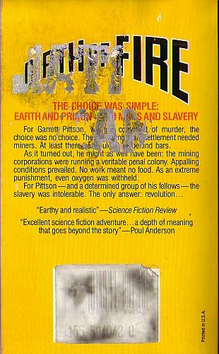 Jerry Pournelle  BIRTH OF FIRE magnified rear book cover image