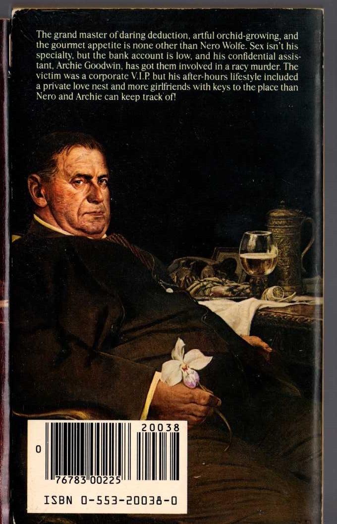 Rex Stout  TOO MANY CLIENTS magnified rear book cover image