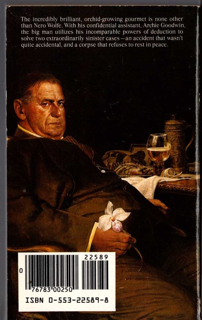 Rex Stout  NOT QUITE DEAD ENOUGH magnified rear book cover image
