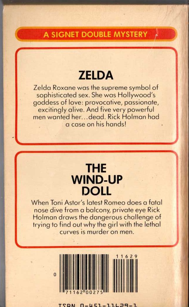 Carter Brown  ZELDA and THE WIND-UP DOLL magnified rear book cover image