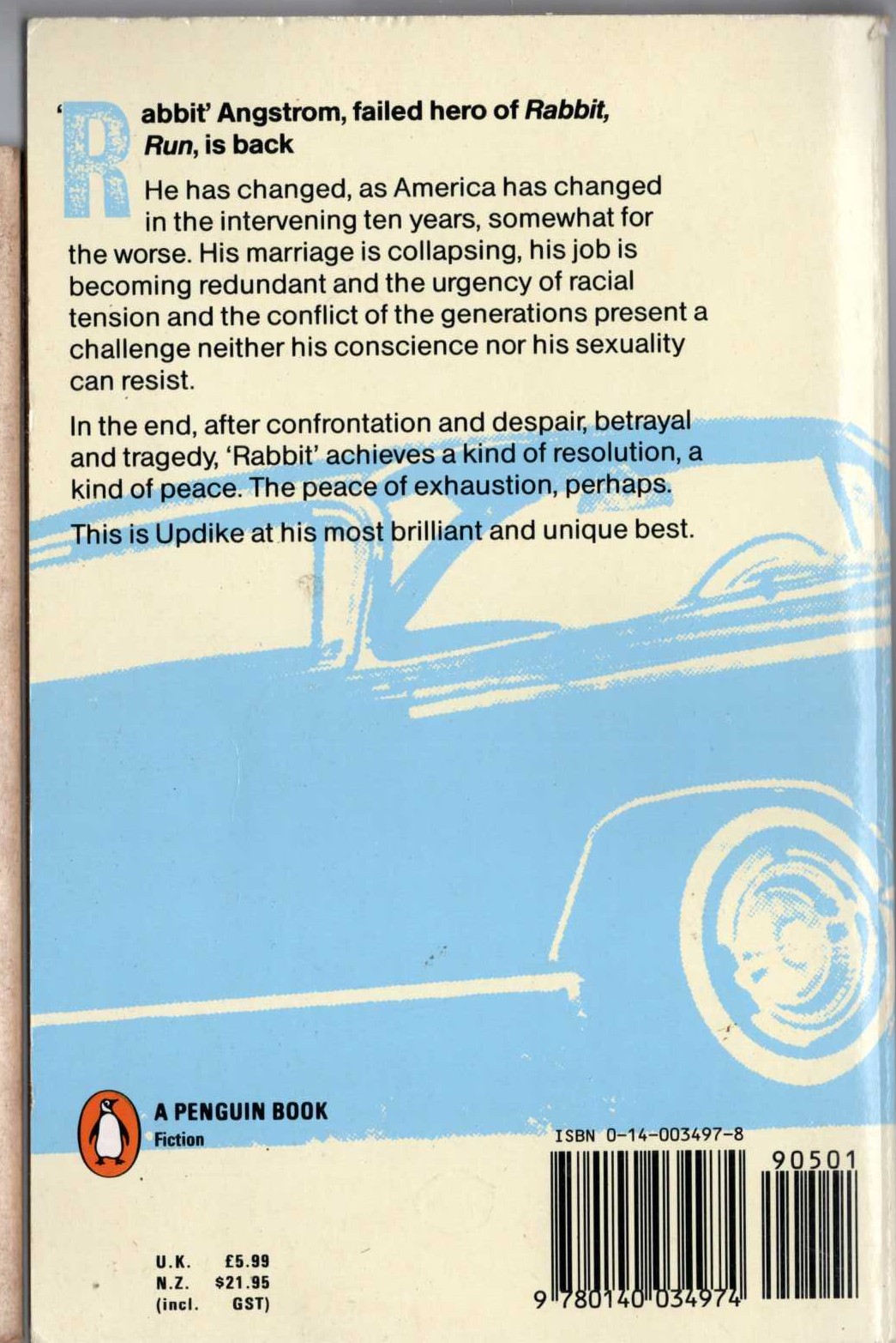 John Updike  RABBIT REDUX magnified rear book cover image