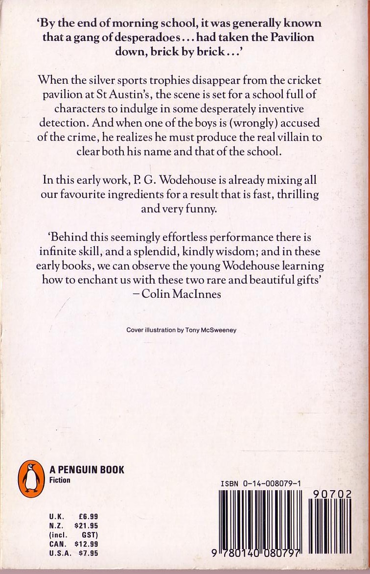 P.G. Wodehouse  THE POTHUNTERS and Other School Stories magnified rear book cover image