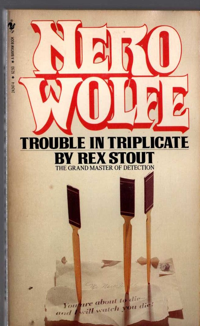Rex Stout  TROUBLE IN TRIPLICATE front book cover image