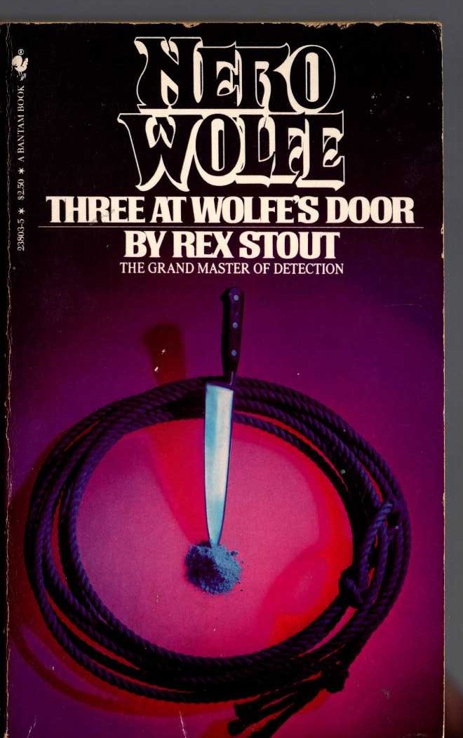 Rex Stout  THREE AT WOLFE'S DOOR front book cover image