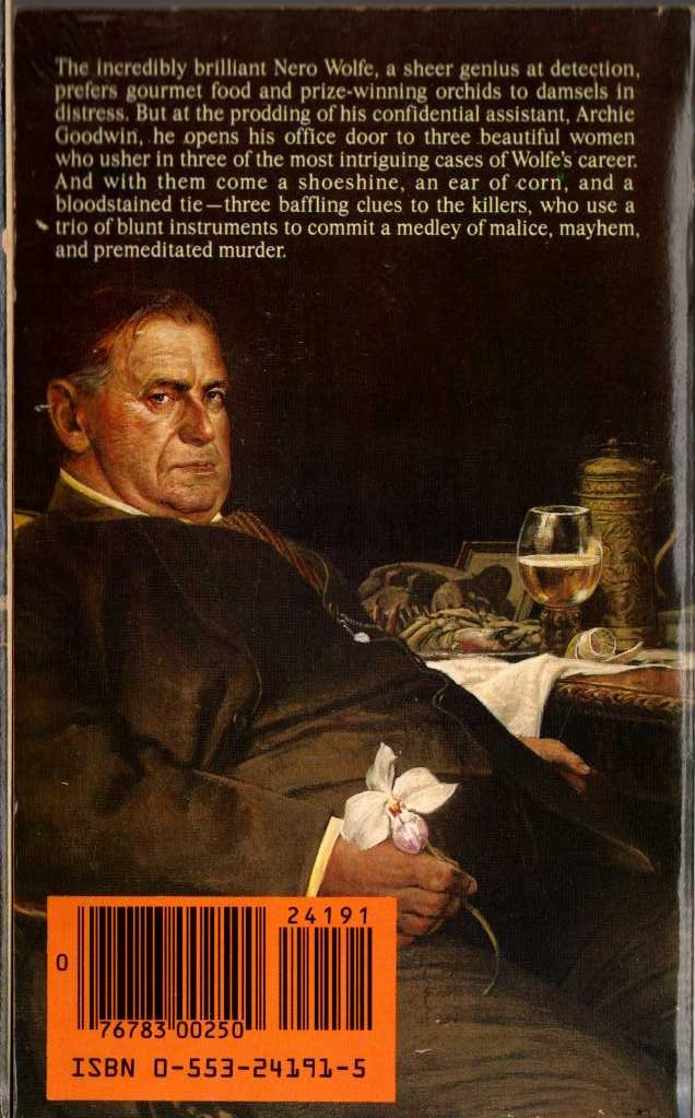 Rex Stout  TRIO FOR BLUNT INSTRUMENTS magnified rear book cover image