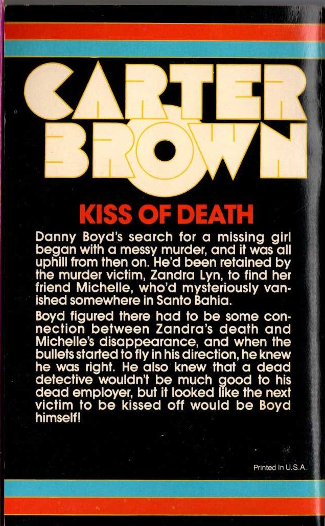 Carter Brown  KISS MICHELLE GOODBYE magnified rear book cover image