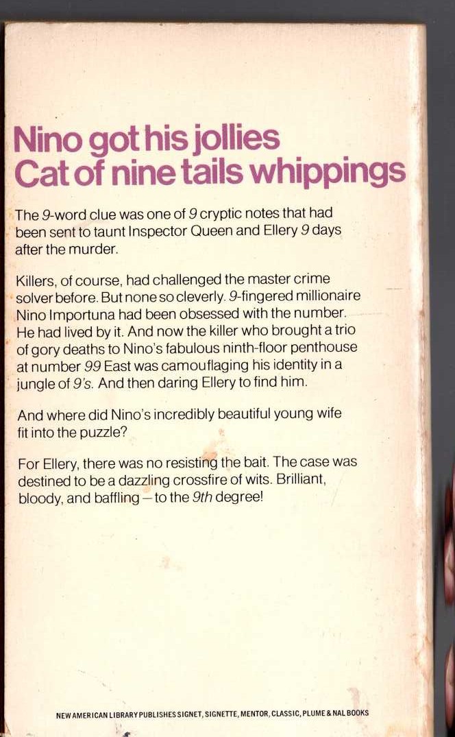 Ellery Queen  A FINE AND PRIVATE PLACE magnified rear book cover image